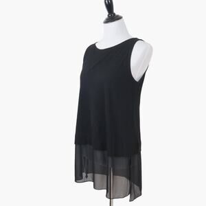 Eileen Fisher Size S Stretch Silk Jersey Bateau Neck Top Black